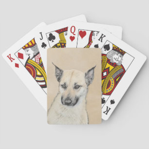Chinook (Ohrspitze) Malerei - Original Hundkunst Spielkarten