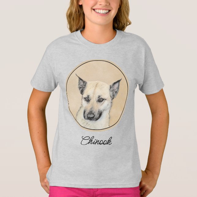 Chinook (Ohrspitze) Malerei - Original Hundkunst T-Shirt (Vorderseite)