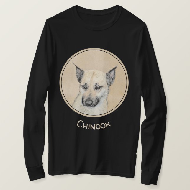 Chinook (Ohrspitze) Malerei - Original Hundkunst T-Shirt (Design vorne)