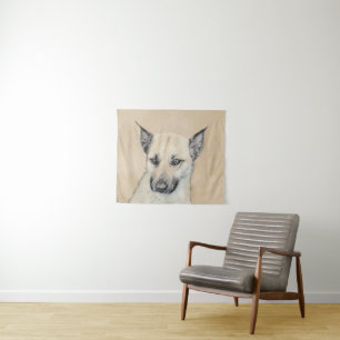 Chinook (Ohrspitze) Malerei - Original Hundkunst Wandteppich