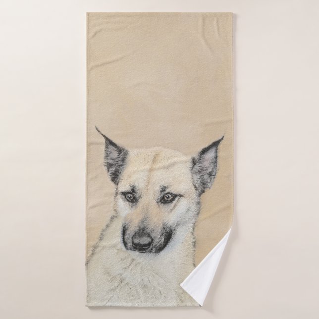 Chinook (Oreilles Pointées) Peinture - Art Chien o (Serviette de bain)