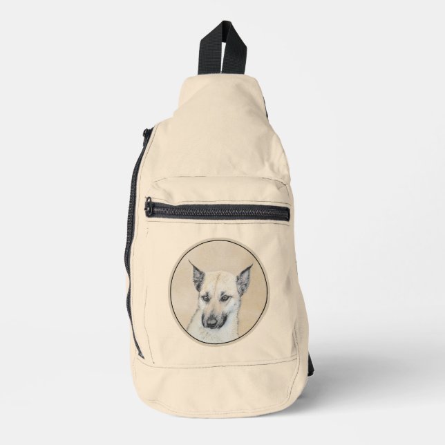 Chinook Puppy Pointed Ohren Zeichnen Haustier Hund Crossbody Bag (Vorderseite)