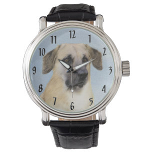 Chinook (Tropfohren) Gemälde - Original Hundkunst Armbanduhr