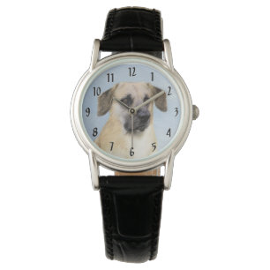 Chinook (Tropfohren) Gemälde - Original Hundkunst Armbanduhr