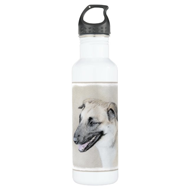 Chinook (Tropfohren) Gemälde - Original Hundkunst Edelstahlflasche (Vorderseite)