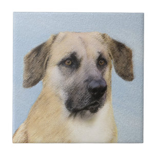 Chinook (Tropfohren) Gemälde - Original Hundkunst Fliese