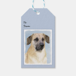 Chinook (Tropfohren) Gemälde - Original Hundkunst Geschenkanhänger