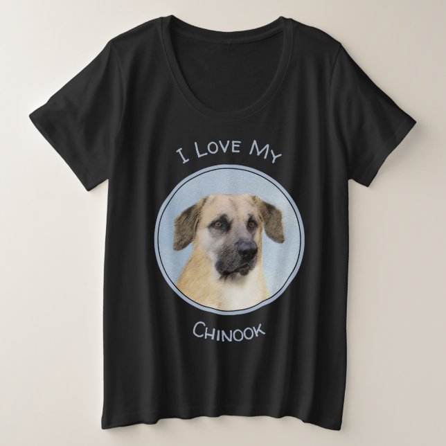 Chinook (Tropfohren) Gemälde - Original Hundkunst Große Größe T-Shirt (Design vorne)