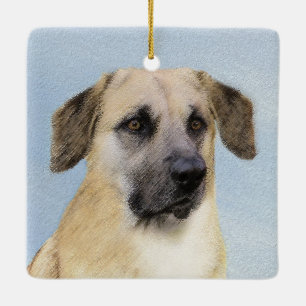 Chinook (Tropfohren) Gemälde - Original Hundkunst Keramikornament
