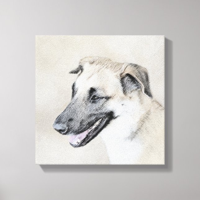 Chinook (Tropfohren) Gemälde - Original Hundkunst Leinwanddruck (Vorderseite)
