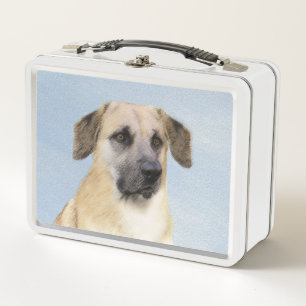 Chinook (Tropfohren) Gemälde - Original Hundkunst Metall Brotdose