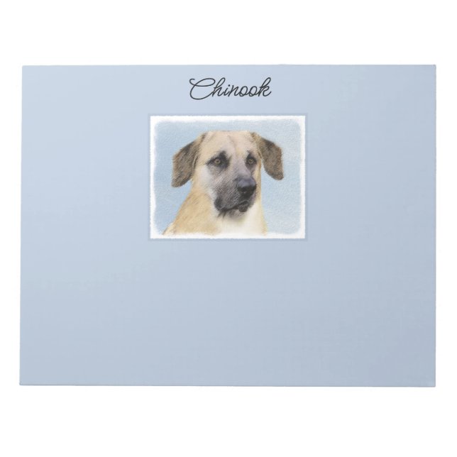 Chinook (Tropfohren) Gemälde - Original Hundkunst Notizblock (Vorderseite)