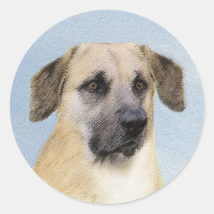 Chinook (Tropfohren) Gemälde - Original Hundkunst Runder Aufkleber