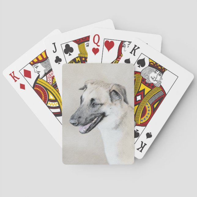 Chinook (Tropfohren) Gemälde - Original Hundkunst Spielkarten (Rückseite)