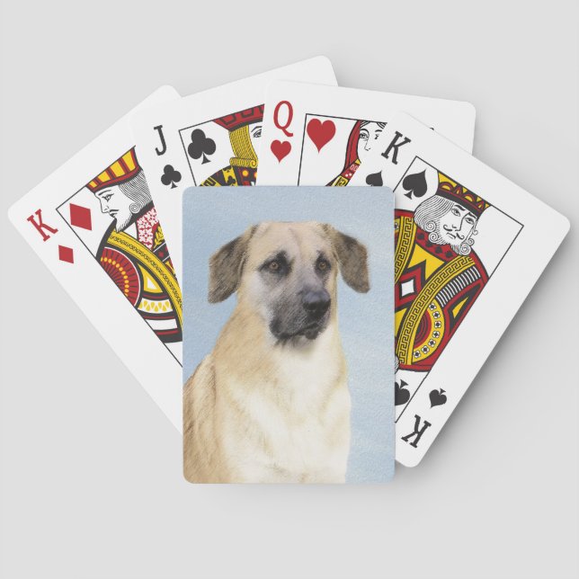 Chinook (Tropfohren) Gemälde - Original Hundkunst Spielkarten (Rückseite)