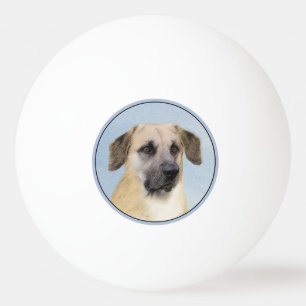 Chinook (Tropfohren) Gemälde - Original Hundkunst Tischtennisball