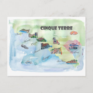 Chinque Terre Italie Carte de l'affiche Vintage vo