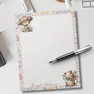 Chintz Englischer Garten Floral Botanisch Katzen Notizblock