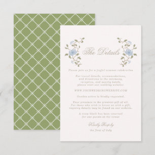 Chintz Lotus Sage Blue Hochzeits-Details Karte