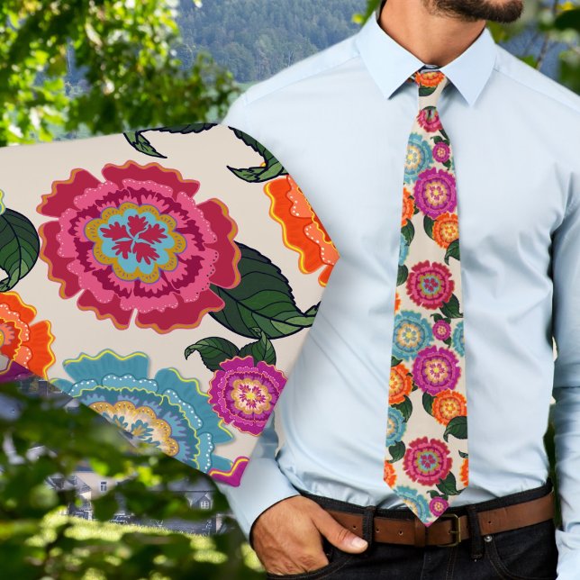 Chintz Meadow Blumenkunst-Muster Krawatte (Von Creator hochgeladen)