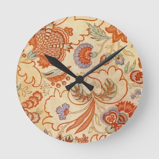 Chintz Paisley Antike Muster Runde Wanduhr (Vorderseite)