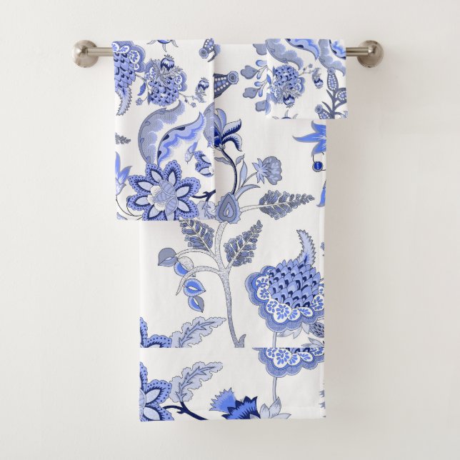 Chintz romantique bleu et blanc floral (En situation)