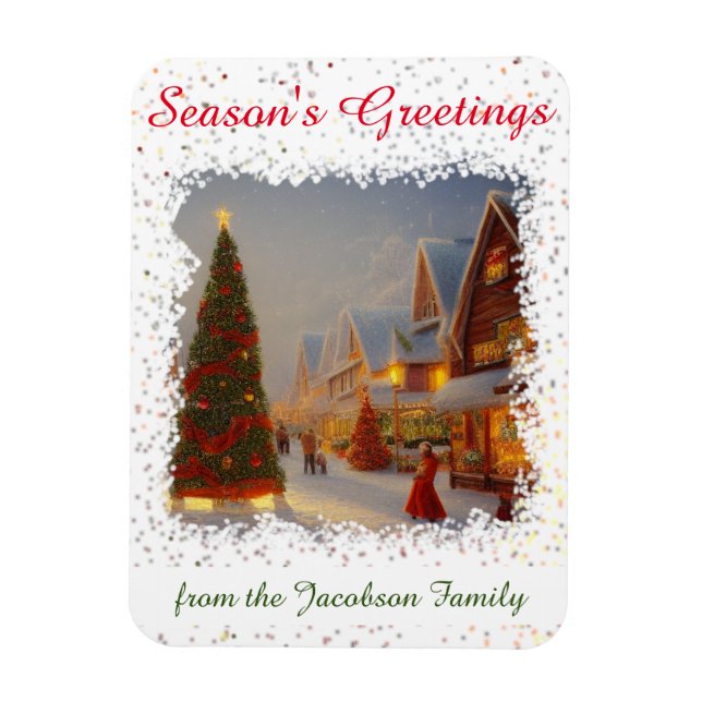 Chintzy Christmas Tree Village Saisongrüße Magnet (Vertikal)