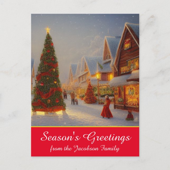 Chintzy Village Christmas Tree Frohen Festtage Postkarte (Vorderseite)
