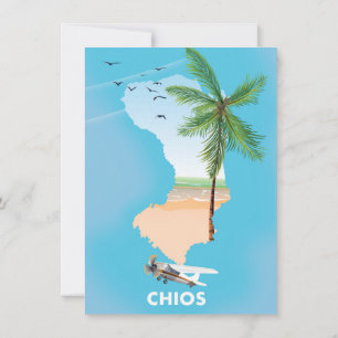 Chios Griechenland illustrierte Karte. Einladung