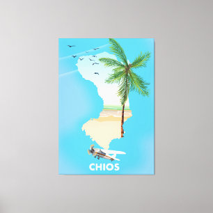 Chios Griechenland illustrierte Karte. Leinwanddruck