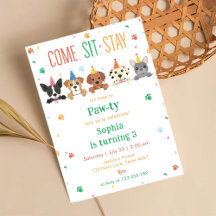 Chiot Anniversaire Invitation Chien Partie Pawty