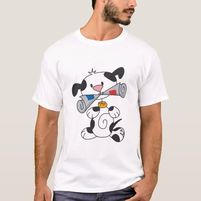 Chiot avec le T-shirts et les cadeaux de journal (Devant)