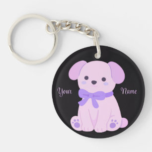 Chiot avec un nœud papillon violet Mignon Kawaii N