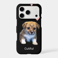 Chiot Corgi Mignon & Cœurs sur Fond Noir