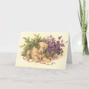 Chiot dans les présentes Abstraite carte de Noël