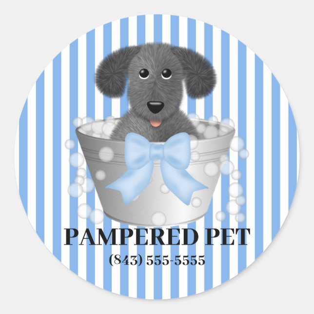 Chiot dans un remorqueur Chien Groomer Stickers d' (Devant)