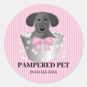 Chiot dans un remorqueur Chien Groomer Stickers d'