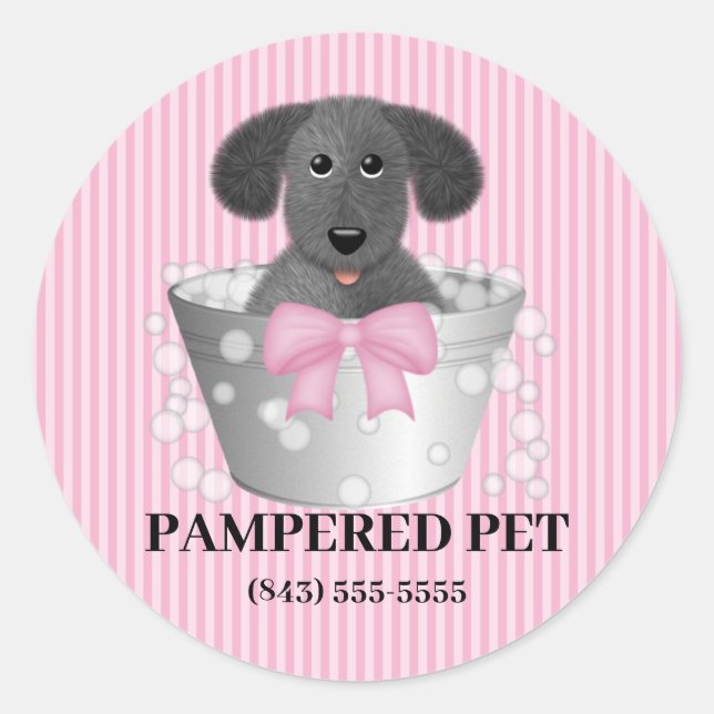 Chiot dans un remorqueur Chien Groomer Stickers d' (Devant)