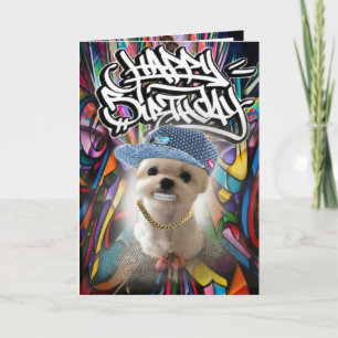 Chiot hip hop de la carte d'anniversaire