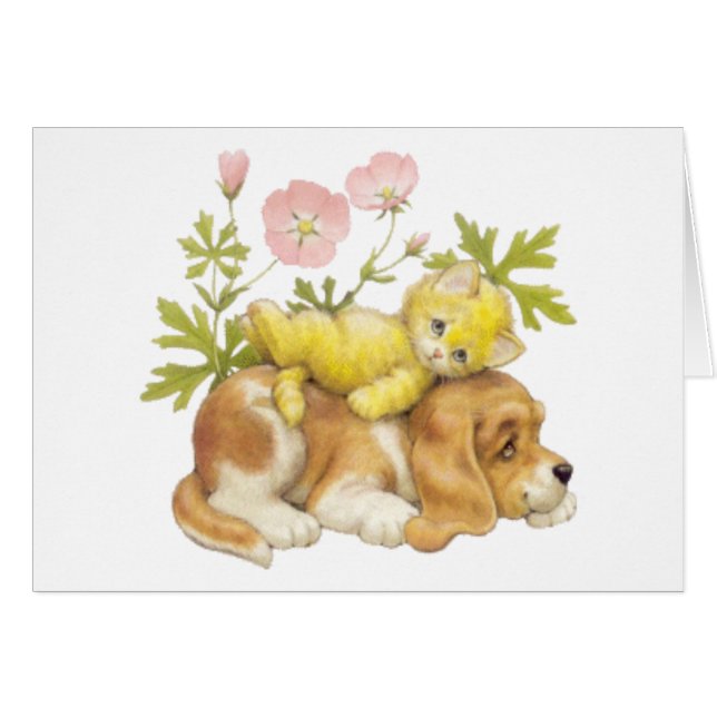 Chiot mignon et chaton (Devant horizontal)