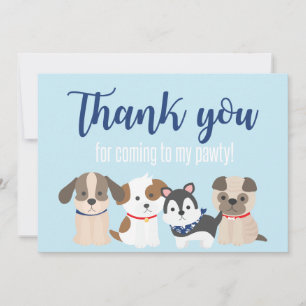 Chiot Pawty bleu Carte de remerciements