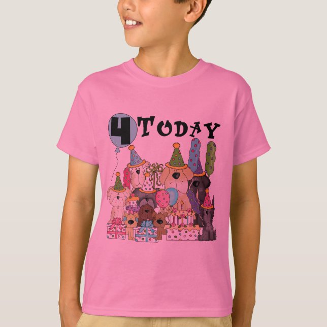Chiots 4e anniversaire Bash Tshirts et cadeaux (Devant)