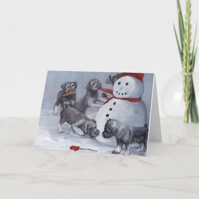 Chiots de Schnauzer et carte de Noël d'art de (Devant)