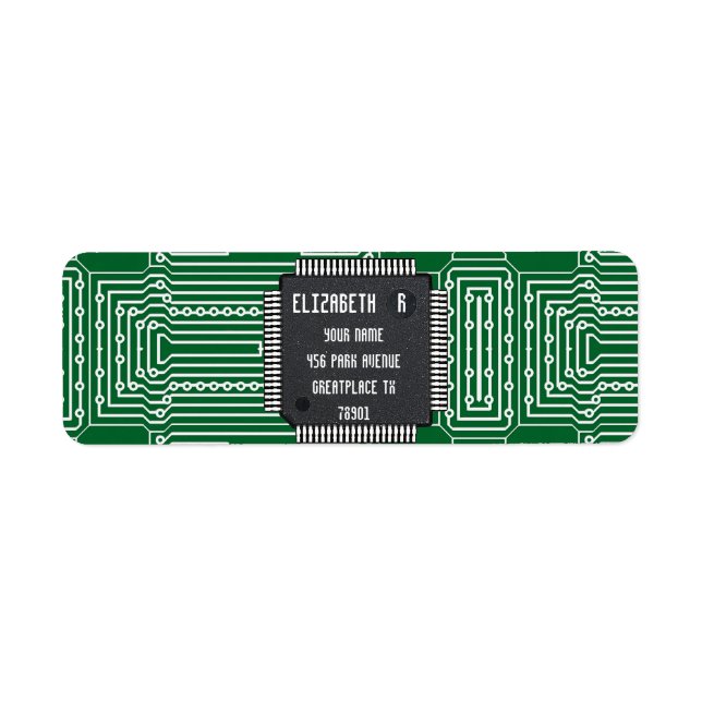 Chip auf der gedruckten Leiterplatte mit Ihrem Nam (Vorne)