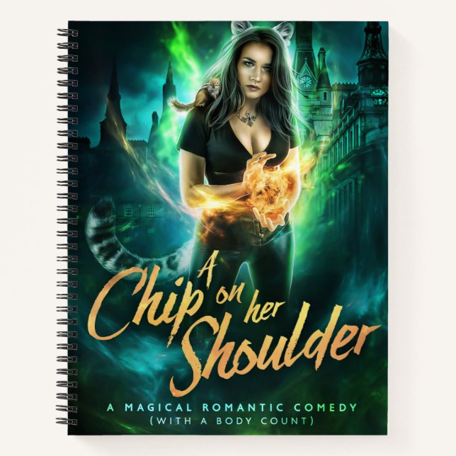 Chip auf ihrem SchulterNotebook Notizbuch (Vorderseite)