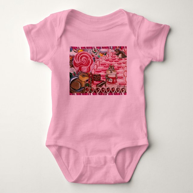 Chip besucht Frau Elisabeths Peppermint World Baby Strampler (Vorderseite)