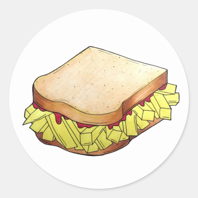 Chip Butty UK British Food Sandwich Runder Aufkleber (Vorderseite)