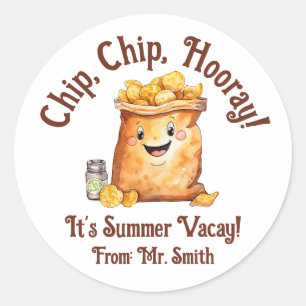 Chip, Chip, Hooray! Kartoffelchips, Sommerurlaub Runder Aufkleber