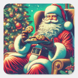 Chip-Cookies von Santa Chocolate | Weihnachten Quadratischer Aufkleber