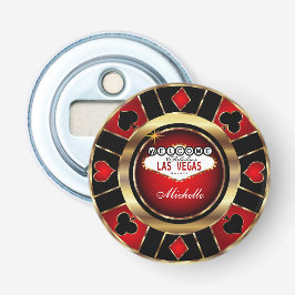 Chip-Design in Gold und Rot-Poker - Individualisie Flaschenöffner